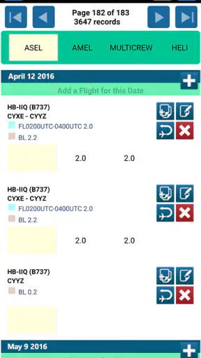 Safelog Pilot Logbook screenshot