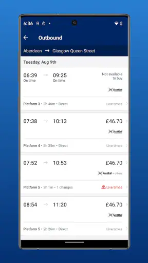 ScotRail Train Times & Tickets screenshot