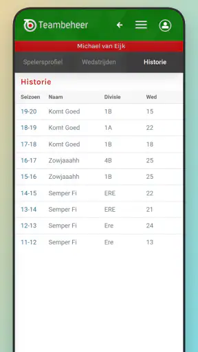Teambeheer Darts screenshot
