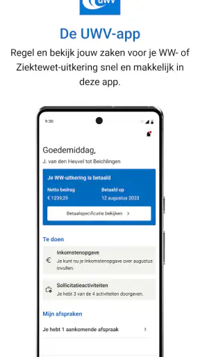 UWV-app screenshot