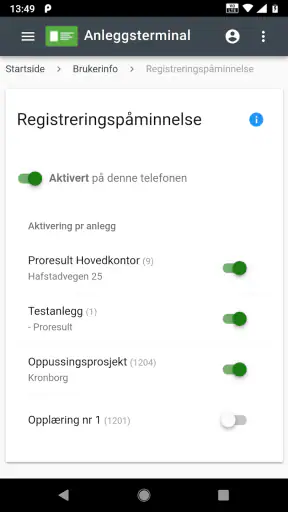 Anleggsterminal screenshot