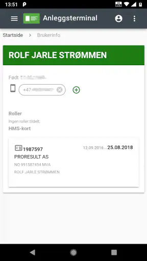 Anleggsterminal screenshot