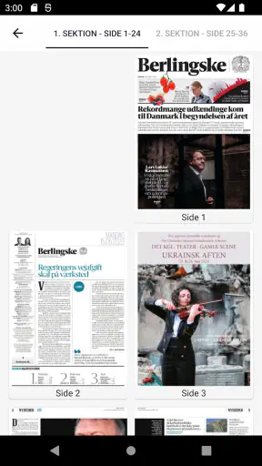 Berlingske e-avis screenshot