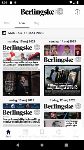 Berlingske e-avis screenshot