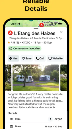 Motorhome & van sites: Campy screenshot