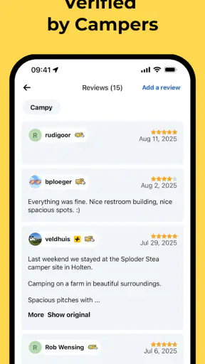 Motorhome & van sites: Campy screenshot
