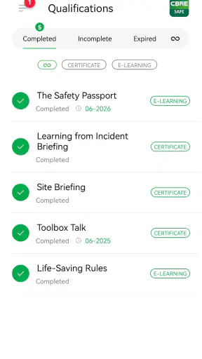 CBRE SAFE screenshot