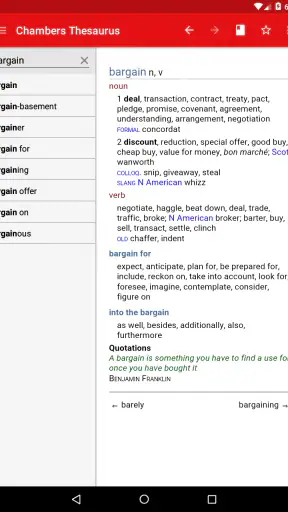 Chambers Thesaurus screenshot