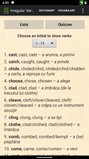 English–Romanian Dictionary screenshot