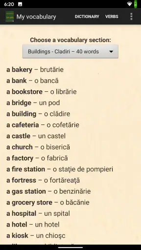 English–Romanian Dictionary screenshot