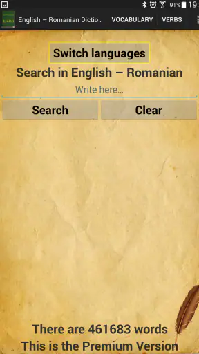 English–Romanian Dictionary screenshot