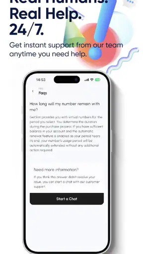 eSIM & virtuelt nummer GetSim screenshot