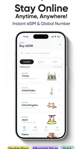 eSIM & virtuelt nummer GetSim screenshot