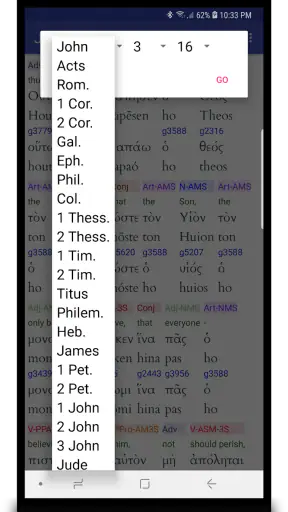Hebrew/Greek Interlinear Bible screenshot