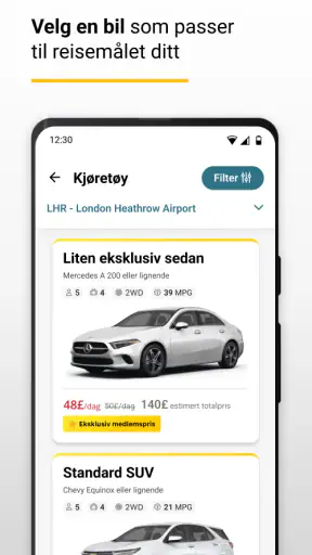 Hertz Bilutleie screenshot