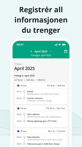Kjørebok fra Driversnote screenshot