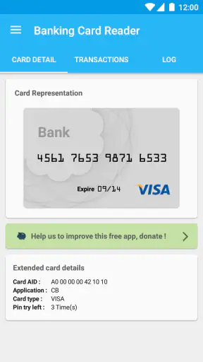 Kredittkortleser NFC (EMV) screenshot