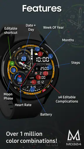 MD324 Hybrid watch face screenshot