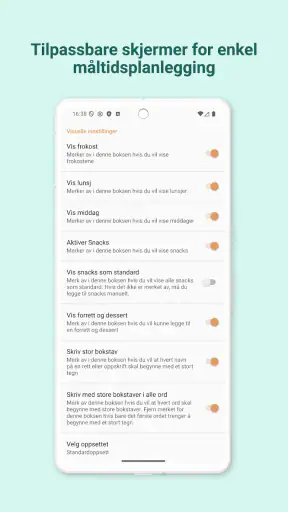 Middagsplanlegger Handleliste screenshot