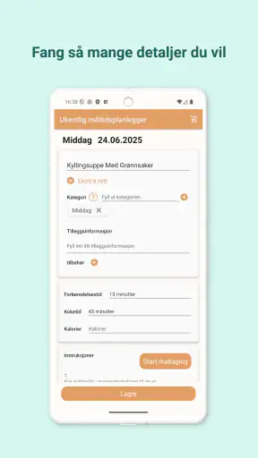 Middagsplanlegger Handleliste screenshot