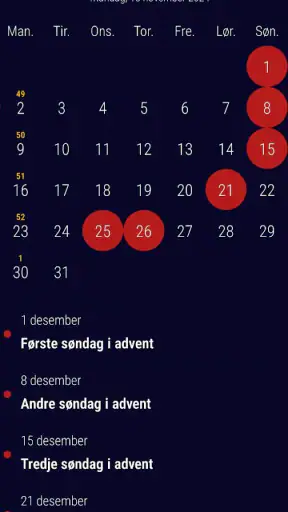 Norsk Kalender med Ukenummer screenshot