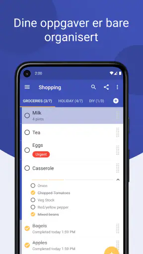 Oppgaver: Oppgaveliste screenshot