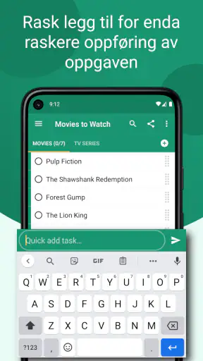 Oppgaver: Oppgaveliste screenshot