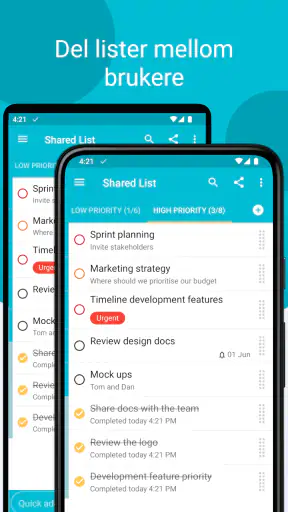 Oppgaver: Oppgaveliste screenshot