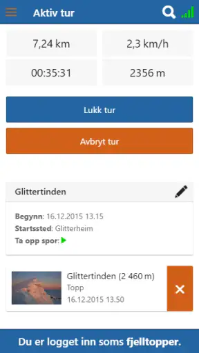 Peakbook screenshot