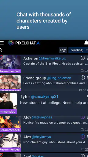 PixelChat – AI-karakter Chat screenshot