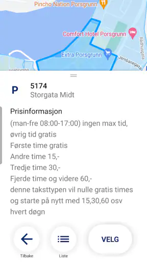 Porsgrunn kommune parkering screenshot