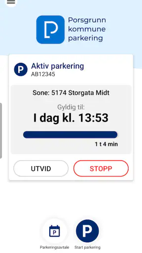 Porsgrunn kommune parkering screenshot