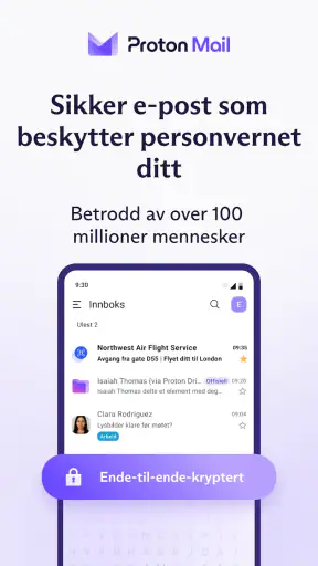 Proton Mail: Kryptert e-post screenshot