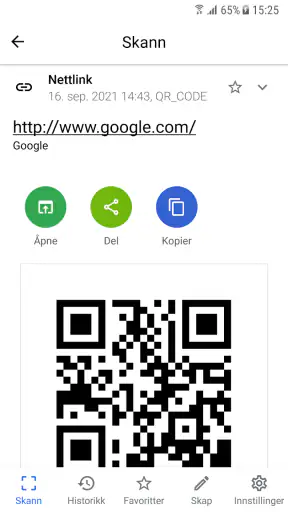 QR-kode skanner screenshot