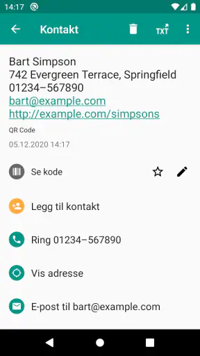 QR- og strekkodeskanner screenshot