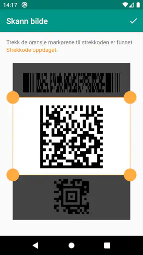 QR- og strekkodeskanner screenshot