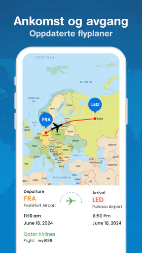 Sporing av flyreiser i sanntid screenshot