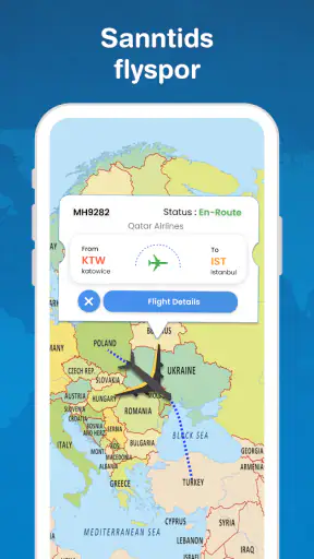 Sporing av flyreiser i sanntid screenshot