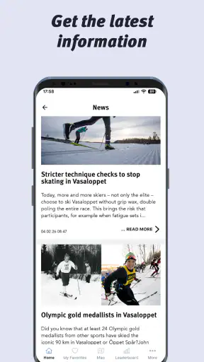 The official Vasaloppet app screenshot