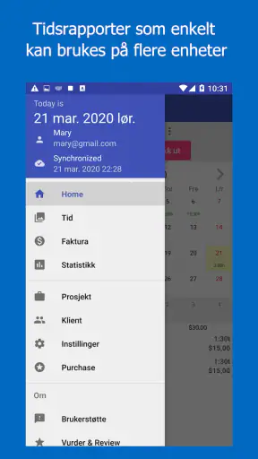 Work Log: Tidssjema & Faktura screenshot