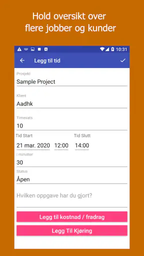 Work Log: Tidssjema & Faktura screenshot