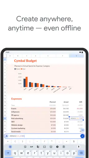 Arkusze Google screenshot