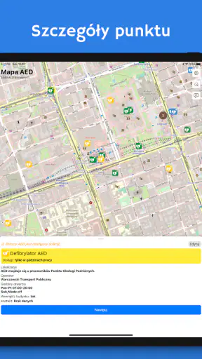 Mapa AED - defibrylatory screenshot