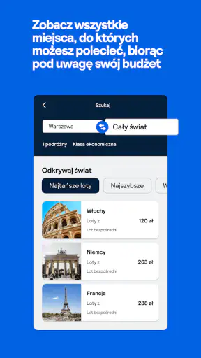 Skyscanner loty hotele auta screenshot