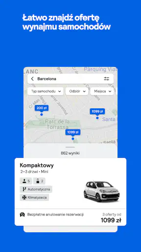 Skyscanner loty hotele auta screenshot