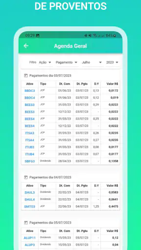 Agenda Dividendos screenshot