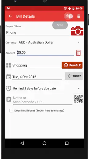 Bills Reminder & Organizer screenshot