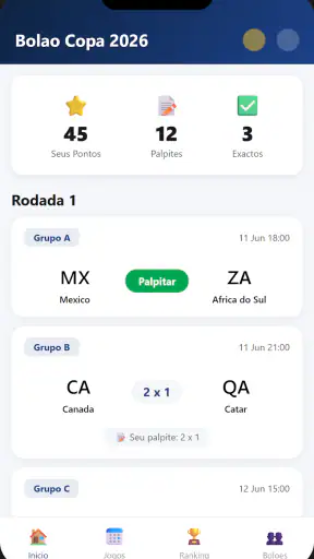 Bolão Copa 2026 screenshot