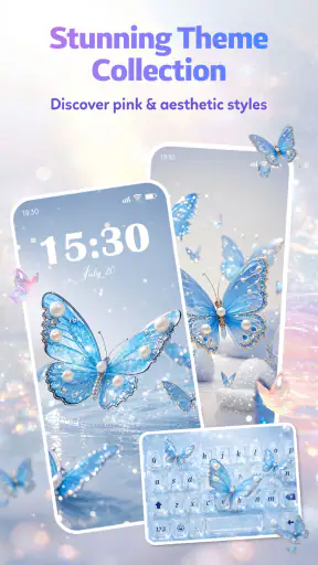 Butterfly Theme: Pink Keyboard screenshot