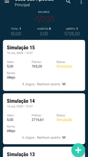 Casa das Apostas - Simulações screenshot